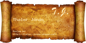 Thaler Jónás névjegykártya